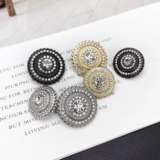 10 cái / lốc Nút kim loại kim cương sang trọng cho áo sơ mi Đen vàng bạc Nút chân cho quần áo Thời trang Nút kim loại cho áo khoác