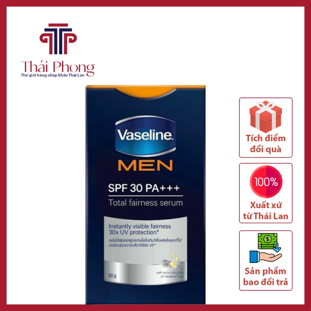 Serum Kem Chống Nắng Dưỡng Trắng Da Mặt Cho Nam Vaseline Men SPF 30 PA +++ Thái Lan 50g