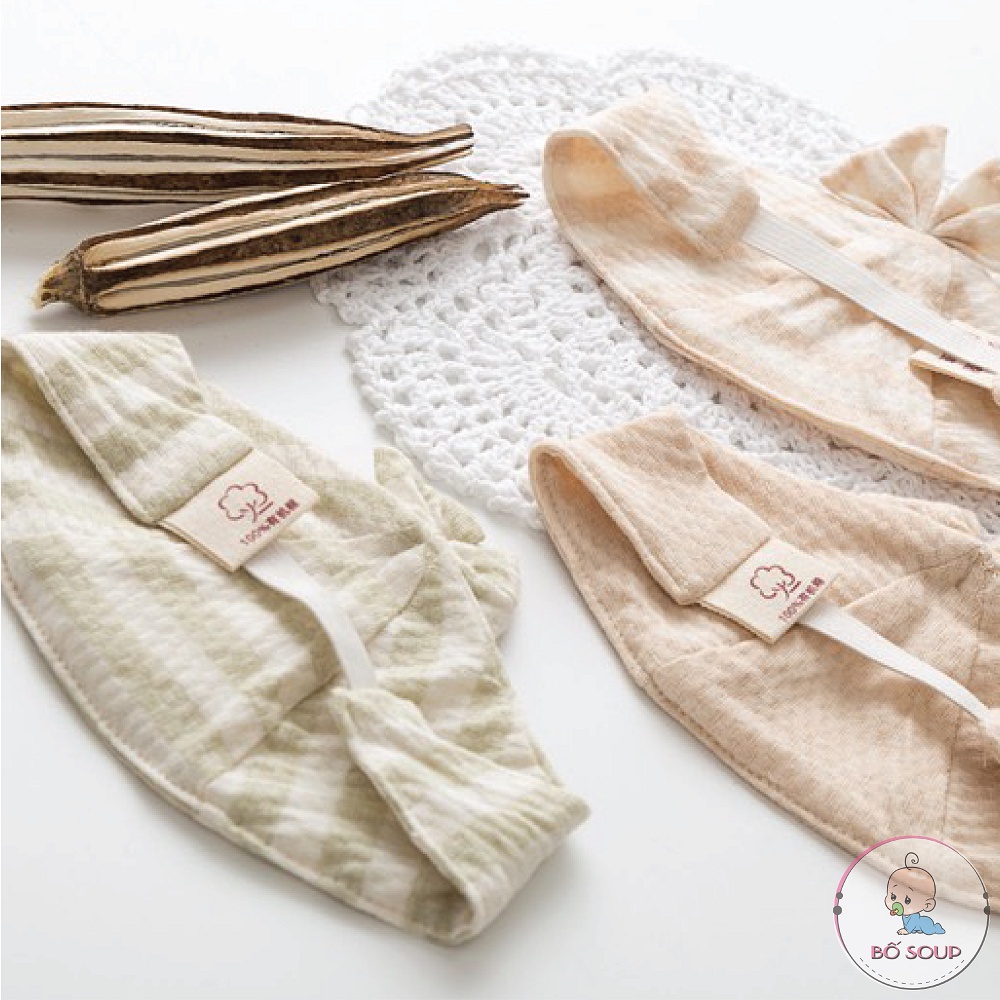 Khăn che thóp cotton hữu cơ cho bé mềm mại thoáng mát