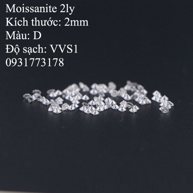 Kim cương nhân tạo Moissanite tấm 2ly