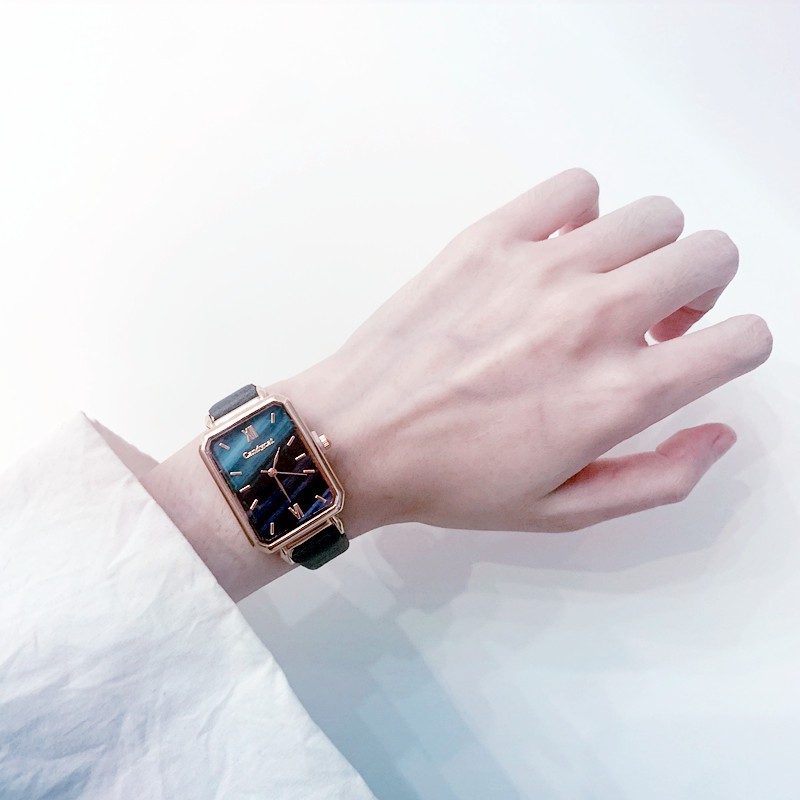 Đồng hồ nữ thời trang Cadycat dây da mặt chữ nhật ám xanh cực đẹp, 6 màu dể dàng phối đồ ( Mã: CDC03 ) | BigBuy360 - bigbuy360.vn