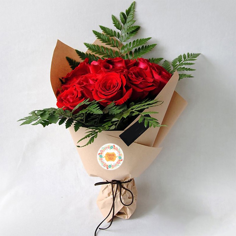 Cuộn 500 Nhãn Dán Tròn In Chữ Thank You Dùng Trang Trí Hộp Quà Tặng