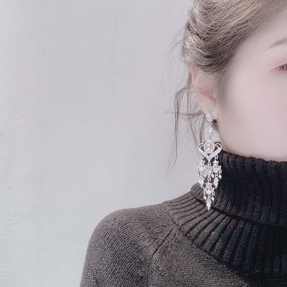 Bông Tai Trái Tim Dáng Dài Xinh Xắn Cho Nữ