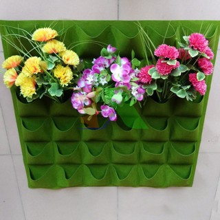 Túi trồng cây Treo tường , Túi làm vườn Trang trí , Túi trồng hoa Rau Cây cảnh, màu xanh 1m2, 36 lỗ
