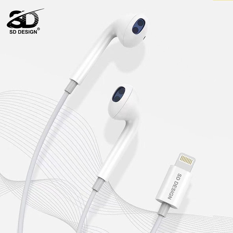 Tai nghe dây nhét tai SD DESIGN H8 chính hãng jack Lightning có mic đàm thoại - Kết nối bluetooth - LionKing Store