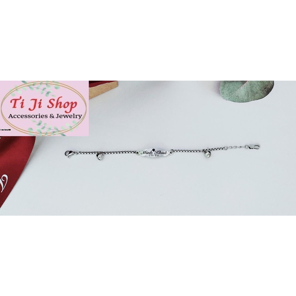 LẮC TAY INOX KHẮC TÊN THEO YÊU CẦU GẮN CHUÔNG KHÔNG ĐEN