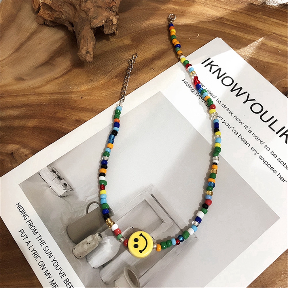 Vòng cổ choker chuỗi hạt màu cầu vồng thời trang cho nữ