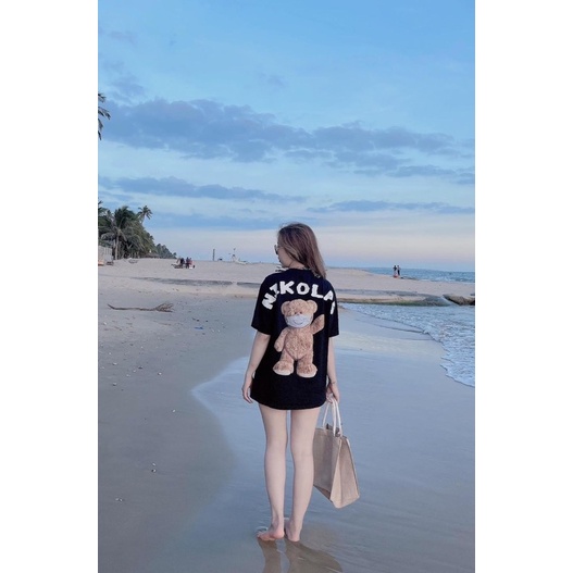60-90KG A M BIGSIZE Áo phông Gấu NIKO đeo khẩu trang so hot Unisex
