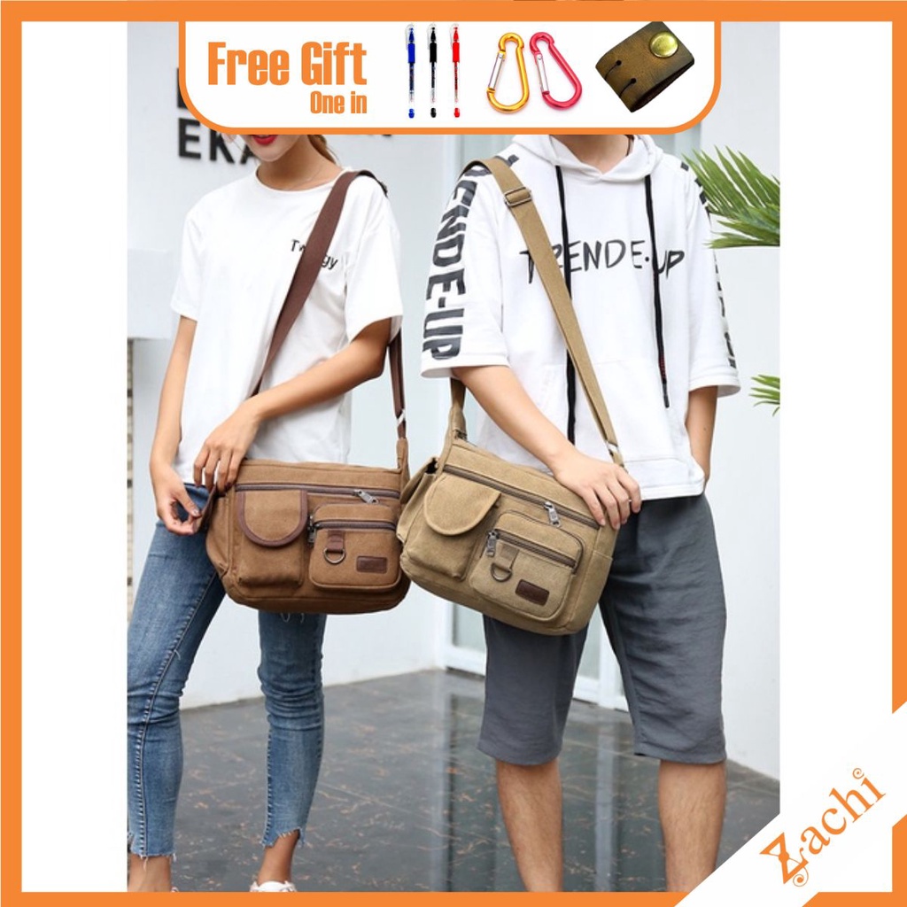 Túi đeo chéo nam mini vải canvas bền bỉ phong cách unisex Hàn Quốc T68