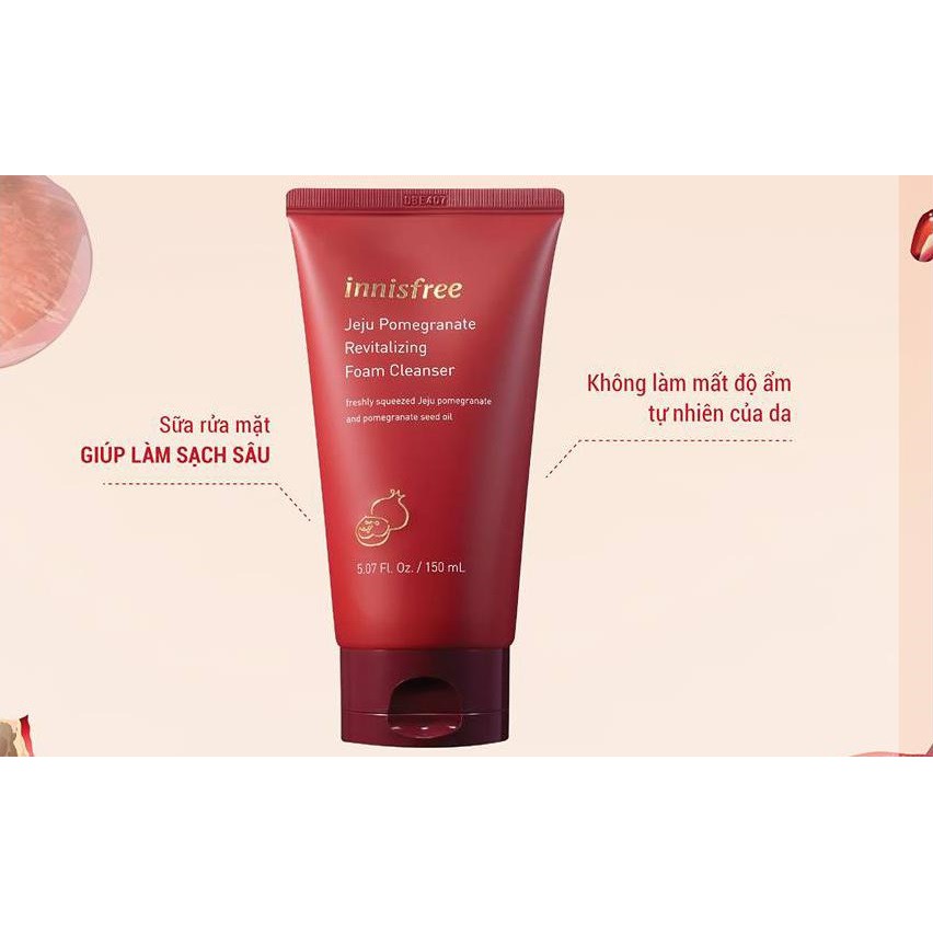 SỮA RỬA MẶT LỰU ĐỎ TRẮNG DA - Chống Lão Hóa Da Innisfree Jeju Pomegranate Revitalizing Foam Cleanser 150ml | BigBuy360 - bigbuy360.vn