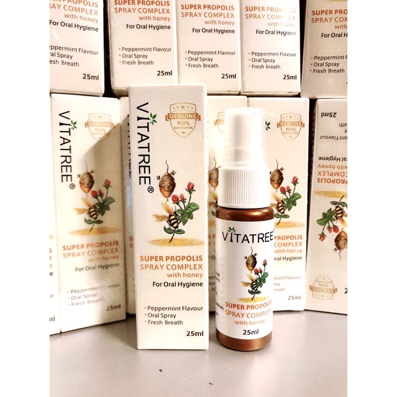 Chai keo ong xịt họng Vitatree Úc 25ml