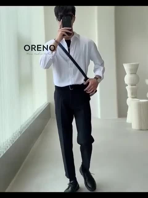 Áo sơ mi nam đẹp unisex trơn form rộng vừa áo trắng đi học nam vải mịn mềm mại phong cách Hàn Quốc Oreno | BigBuy360 - bigbuy360.vn