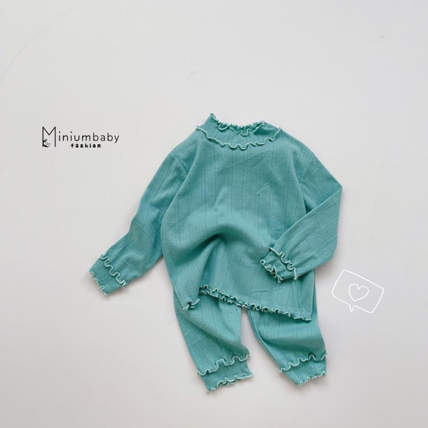 Bộ đồ dài tay quần dài thu đông cổ bèo cho bé gái chất liệu 100% cotton, set quần áo trẻ em MiniumBaby-SB1290