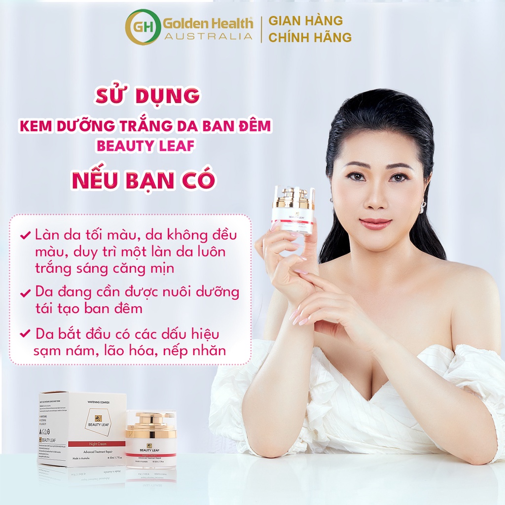 [GOLDEN HEALTH] Kem dưỡng trắng da ban đêm Beauty Leaf Whitening Complex 50ml