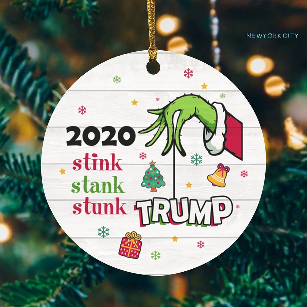 Phụ Kiện Treo Trang Trí Giáng Sinh Bằng Gỗ Hình Tròn Kèm Dây Màu Vàng