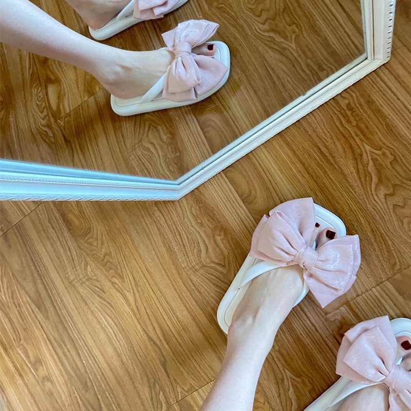 Dép Sandal Đế Phẳng Đính Nơ Phong Cách Phương Tây Thời Trang Mùa Hè Hàn Quốc Dành Cho Bạn Nữ insTTH337