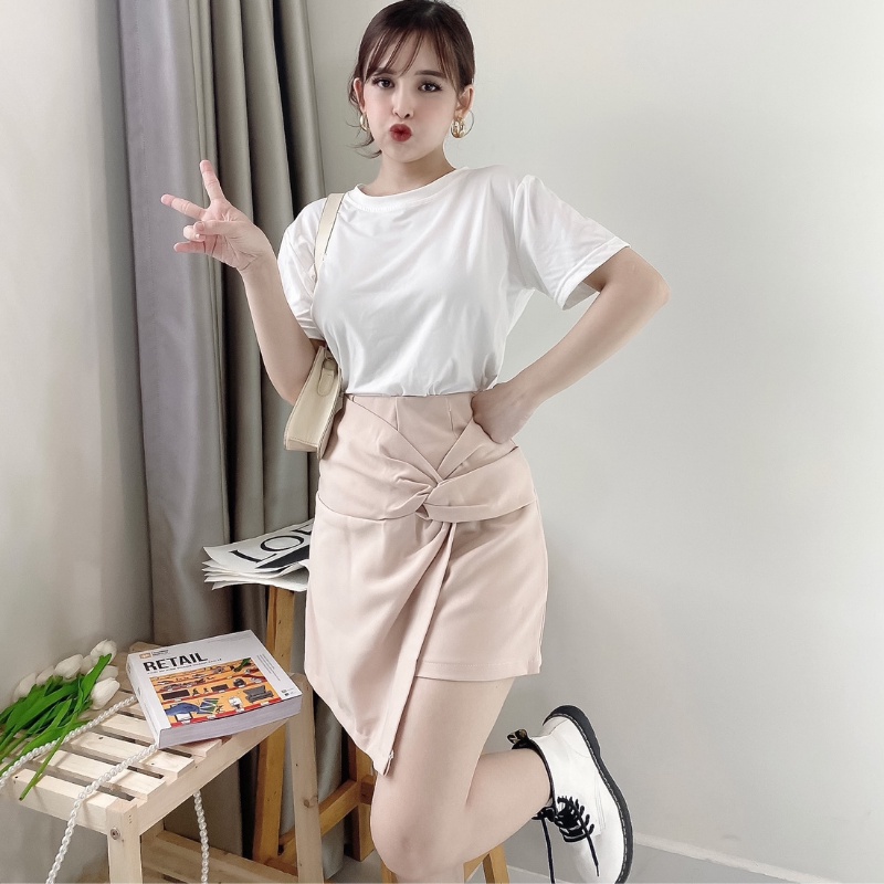 Quần giả váy ngắn chữ A cạp cao xoắn eo giấu bụng tôn dáng sang trọng Mely's Fashion CV13