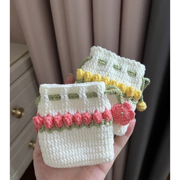 Túi rút nhỏ xinh handmade làm bằng len hình hoa Tulip 🌷