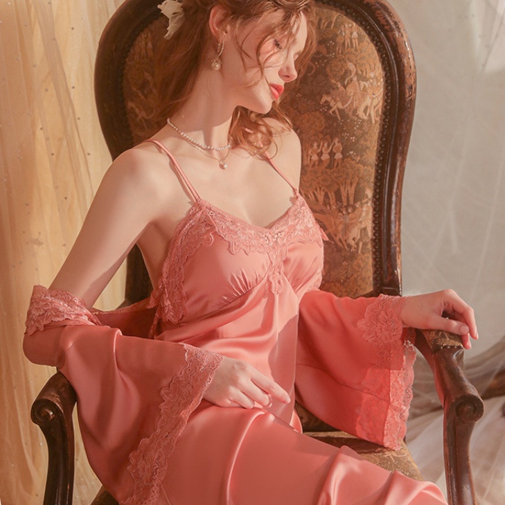 Đầm Ngủ Hai Dây Dáng Dài Màu Sắc Đơn Giản Quyến Rũ Cho Nữ