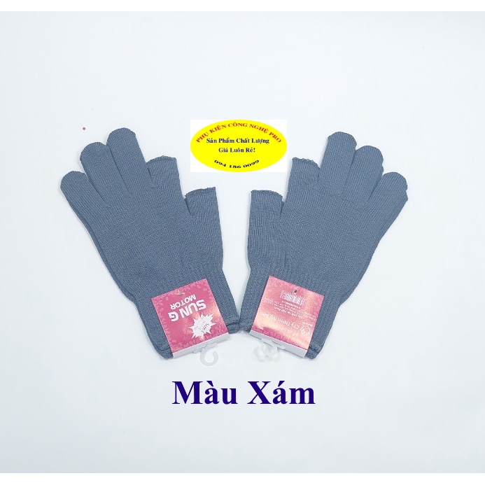 Găng tay len Bao tay len cho Nam Hở 2 ngón SUN G Motor Size L Giữ ấm Chống nắng Chống bụi Bảo vệ da tay Sản xuất tại VN