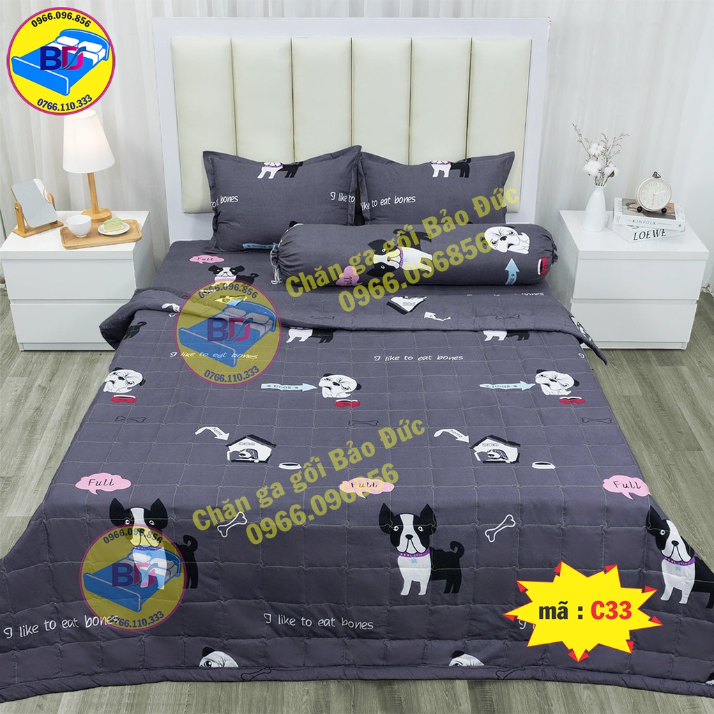 Bộ ga gối cotton poly cao cấp đầy đủ size nệm mẫu mới