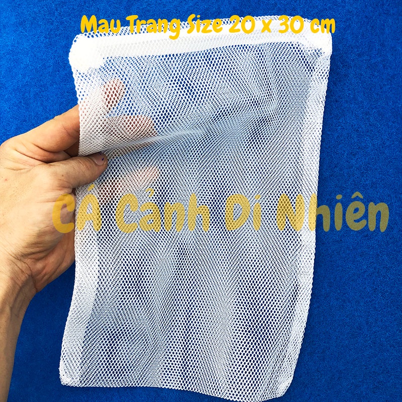 Túi đựng vật liệu lọc đựng Purigen lưới thô mịn 3D màu TRẮNG cho hồ cá - Túi lưới có dây kéo đựng đá lọc