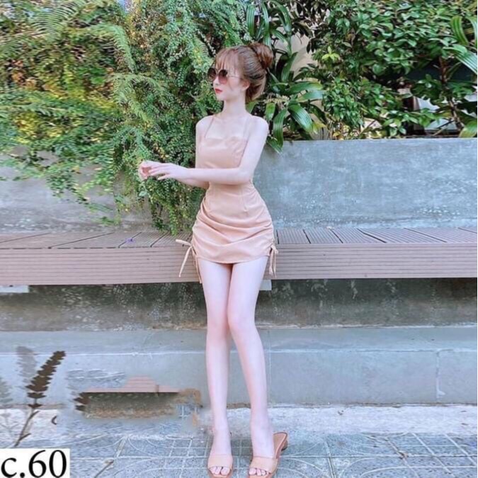 Đầm Body Hai Dây Hở Lưng Rút Dây Hông ( Có Mút Ngực ) | BigBuy360 - bigbuy360.vn