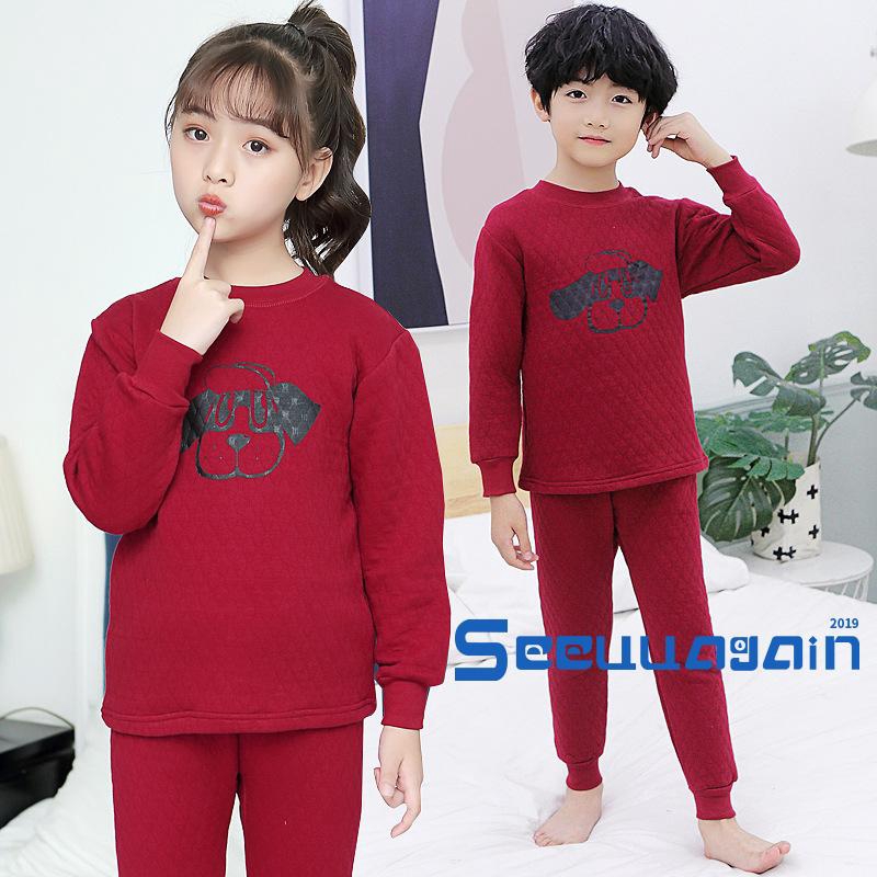 Set Đồ Ngủ Dài Tay 100% Cotton In Họa Tiết Hoạt Hình Dễ Thương Cho Bé