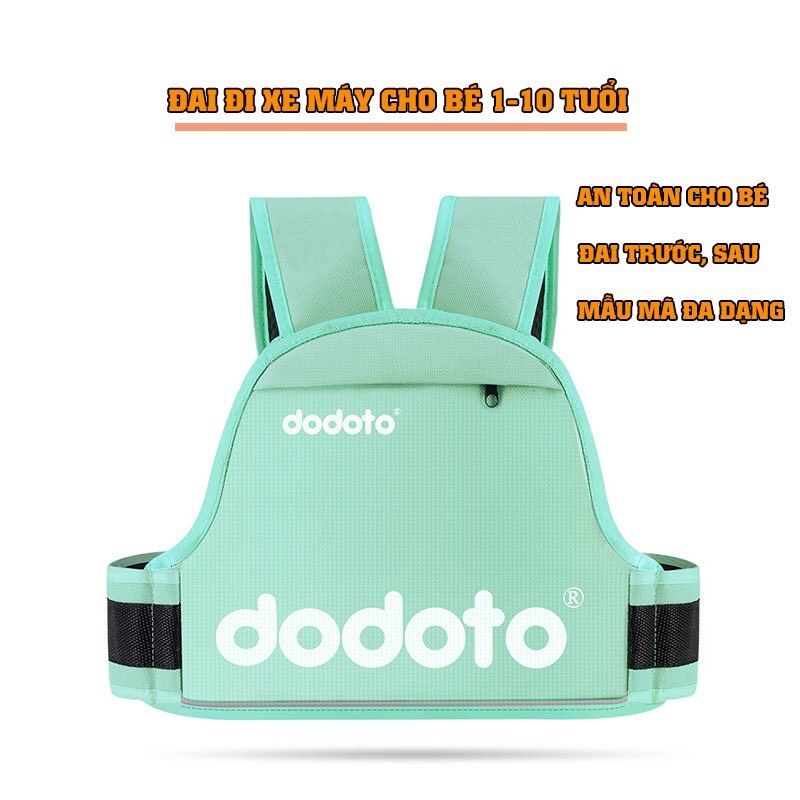 Đai đi xe máy cho bé DODOTO chất lượng cao, dày dặn, có túi, Bảo hành 6 tháng