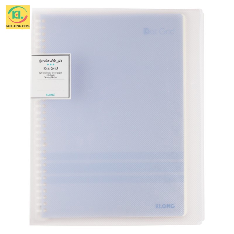 Sổ Binder còng nhựa A4 30 chấu - 40 tờ Dot grid chấm tròn, File nhựa kẹp còng  Klong MS 555