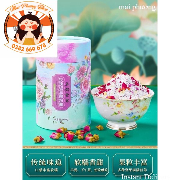 Bột Sen Hạt Chia Hoa Hồng Dưỡng Nhan Giảm Cân Hộp 350g