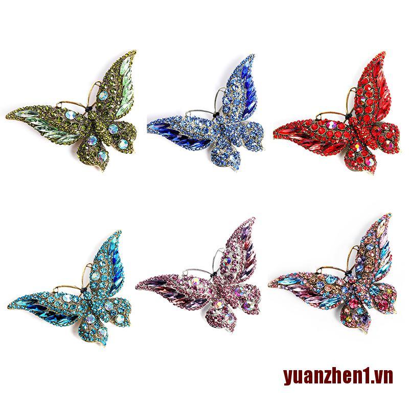 Trâm Cài Áo Hình Bướm Đính Pha Lê Sang Trọng Cho Nữ Yuanzhen1