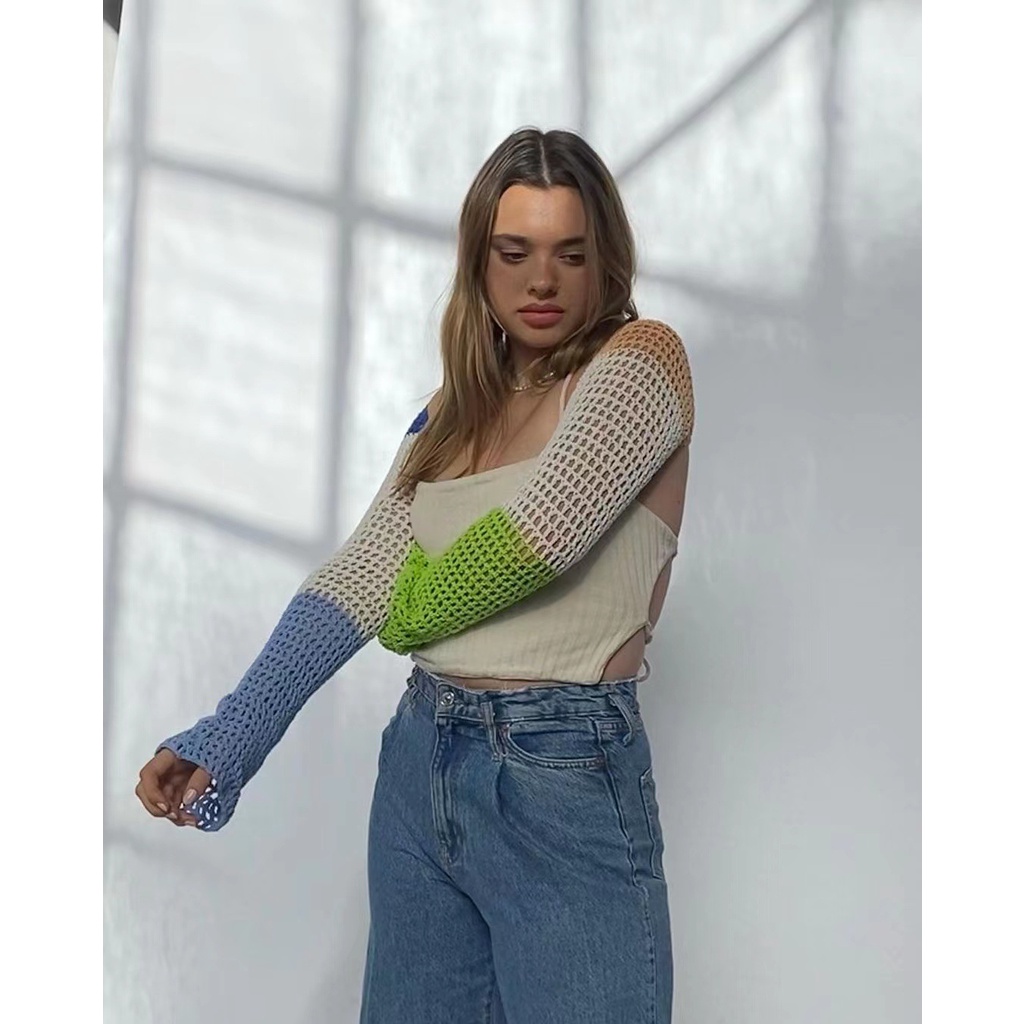 DUNEA Áo Dệt Kim Tay Dài Màu Sắc Trẻ Trung Năng Động Cho Nữ