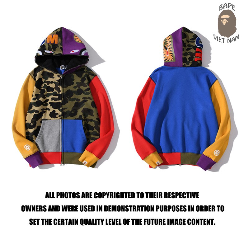 [ODER + FREESHIP] Jacket Bape Shark Many Color fullzip , Áo khoác Hoodie Bape Cá Ngáo SeaSon 2021