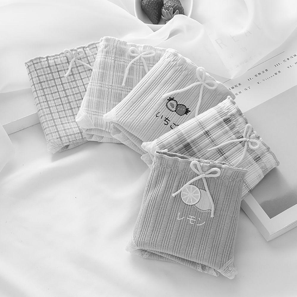 Quần Lót Ren Thoáng Khí Lưng Vừa In Họa Tiết Trái Cây Phong Cách Nhật Bản Quyến Rũ Cho Nữ