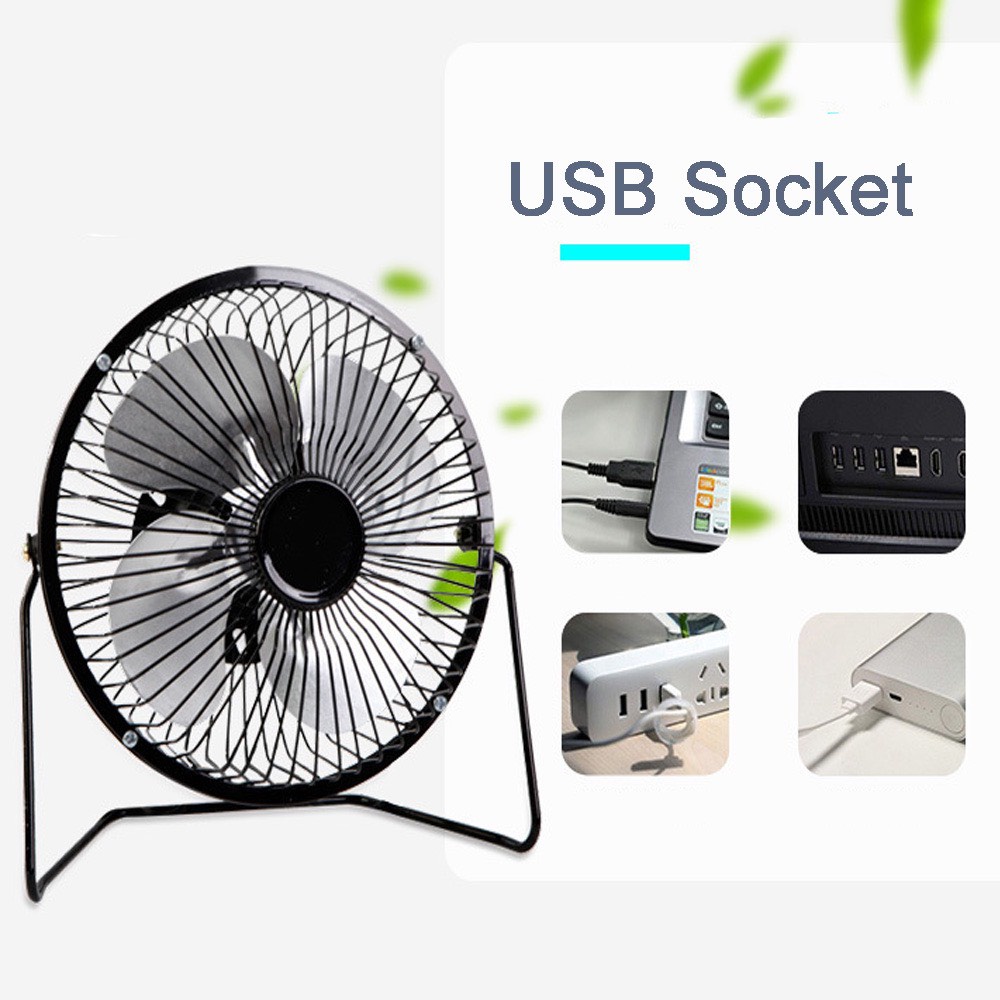 Quạt USB MIni Fan Lồng Sắt Quay 360 Độ Tiện Dụng,Màu Ngẫu Nhiên Cực Mát