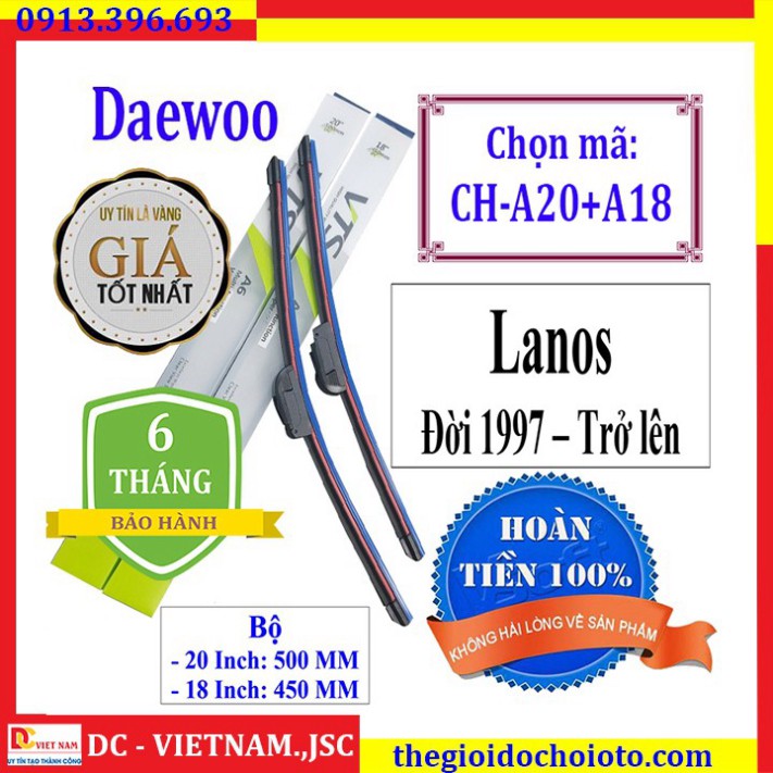 Sản Phẩm Bộ 2 thanh gạt nước mưa ô tô Chevrolet, Daewoo Lanos Đời 1997 - Trở lên - Và các dòng xe khác của Chevrolet, Da