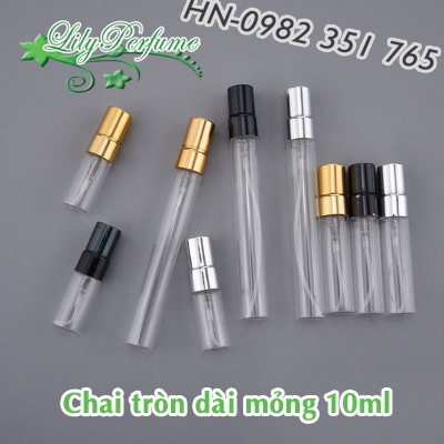Lọ chiết nước hoa tròn cao mỏng nắp nhôm 5ml - 10ml