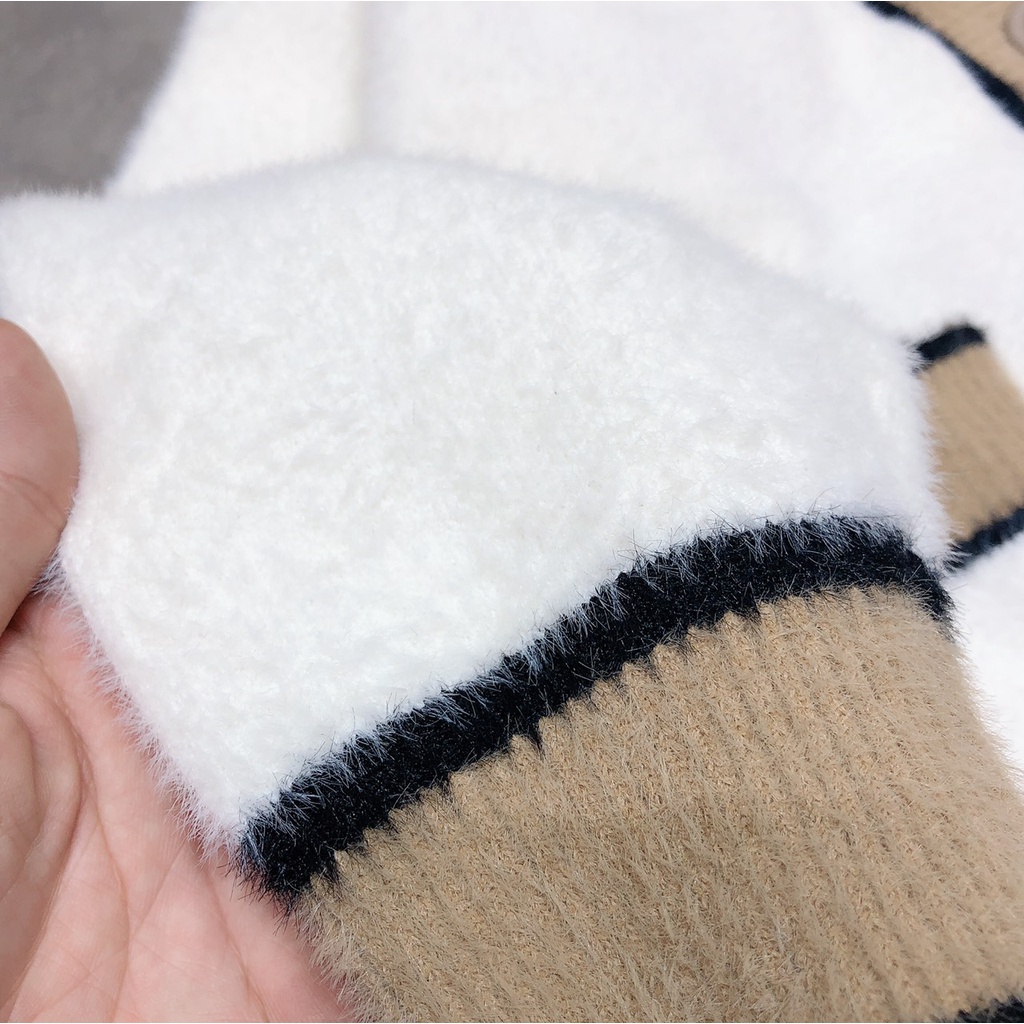 ÁO cadigan len lông viền to