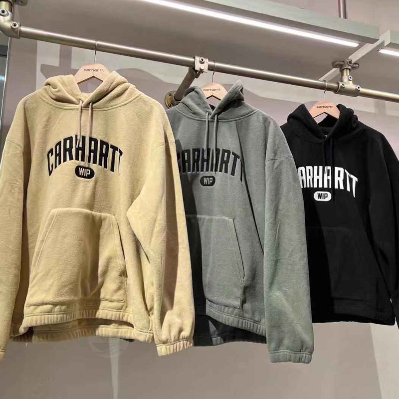 CARHARTT Áo hoodie lông cừu 21fw dáng rộng in chữ logo thời trang 202009f cho nam và nữ