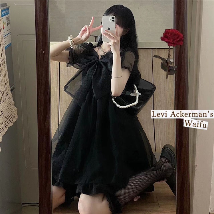 Đầm Lolita Phối Lưới Đính Nơ Thời Trang Xuân Hè Cá Tính