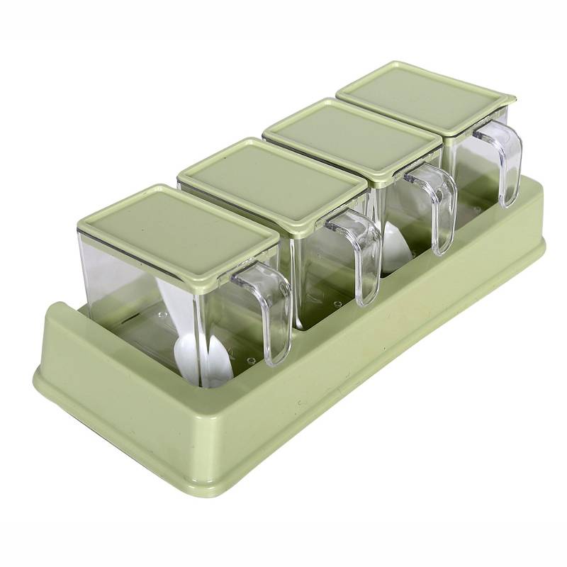 Bộ 4 Hủ Đựng Gia Vị việt Nhật -Kèm Khay Và Thìa Xúc. [ BH 1 Đổi 1 Trong Vòng 14 Ngày ] Mọi người An Tâm Mua Sắm tại Shop