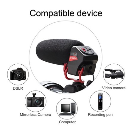 Micro thu âm chuyên dụng - LensGo LYM-DM200 - Stereo Shotgun Microphone - Chính Hãng