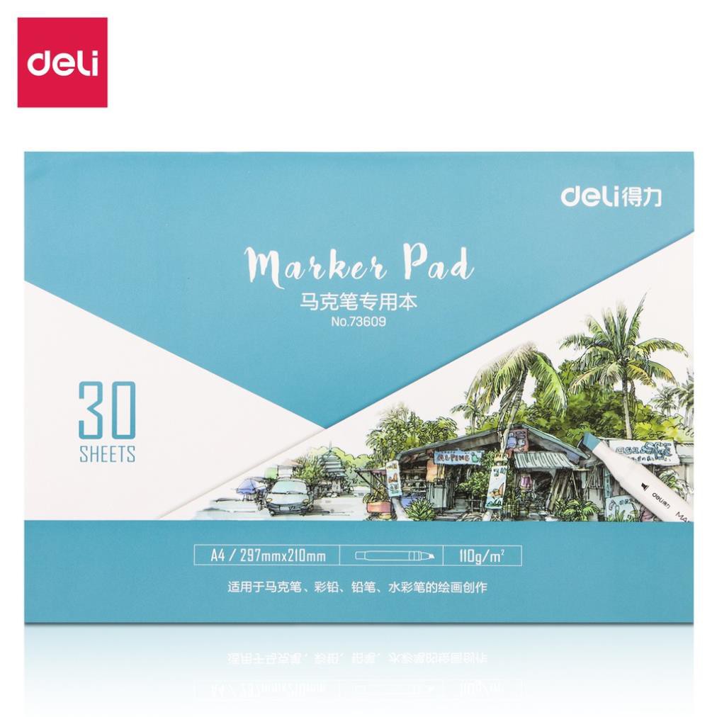 Giấy vẽ màu marker chuyên dụng Deli 73609 / 73610 - 30 tờ 110gsm