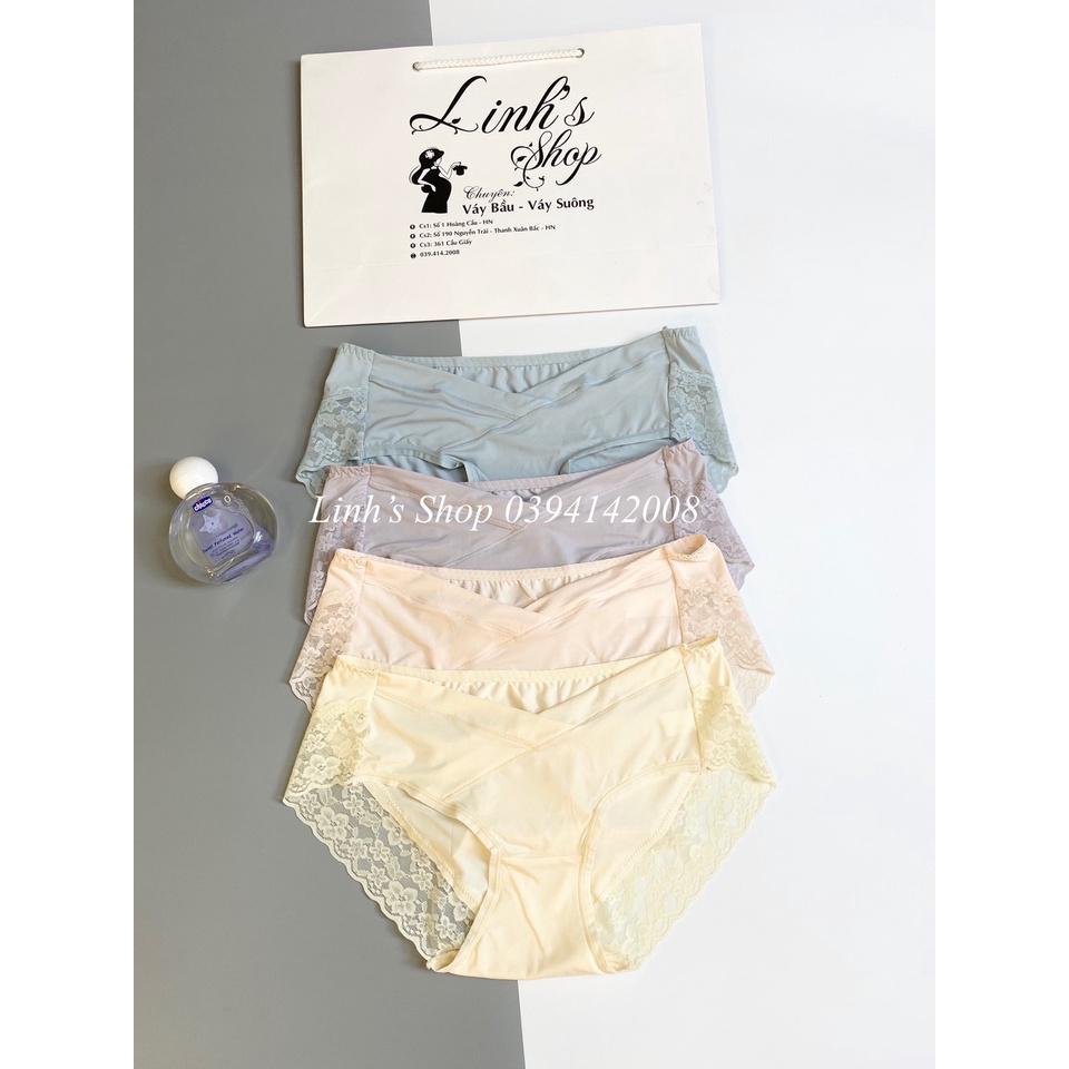 Set 4 QUẦN LÓT BẦU Cạp Chéo Ren Tơ Cotton Cao Cấp - Kháng Khuẩn - BAO CHẤT LƯỢNG -QL08