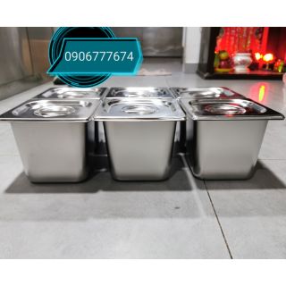 Combo 6 bộ khay inox đựng topping, thực phẩm. 17x18 cao 15 cm.