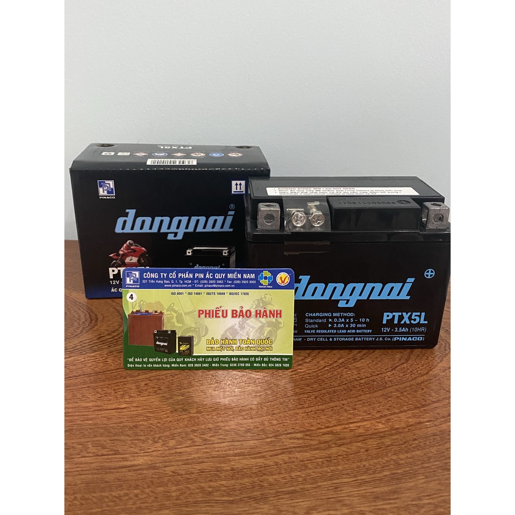 Bình ắc quy 12V Đồng Nai PTX5L, 12V - 3.5Ah phù hợp cho nhiều dòng xe như: Wave alpha, RS, RSX,....