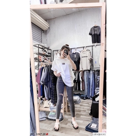 Quần jeans ôm cạp cao màu khói siêu hot