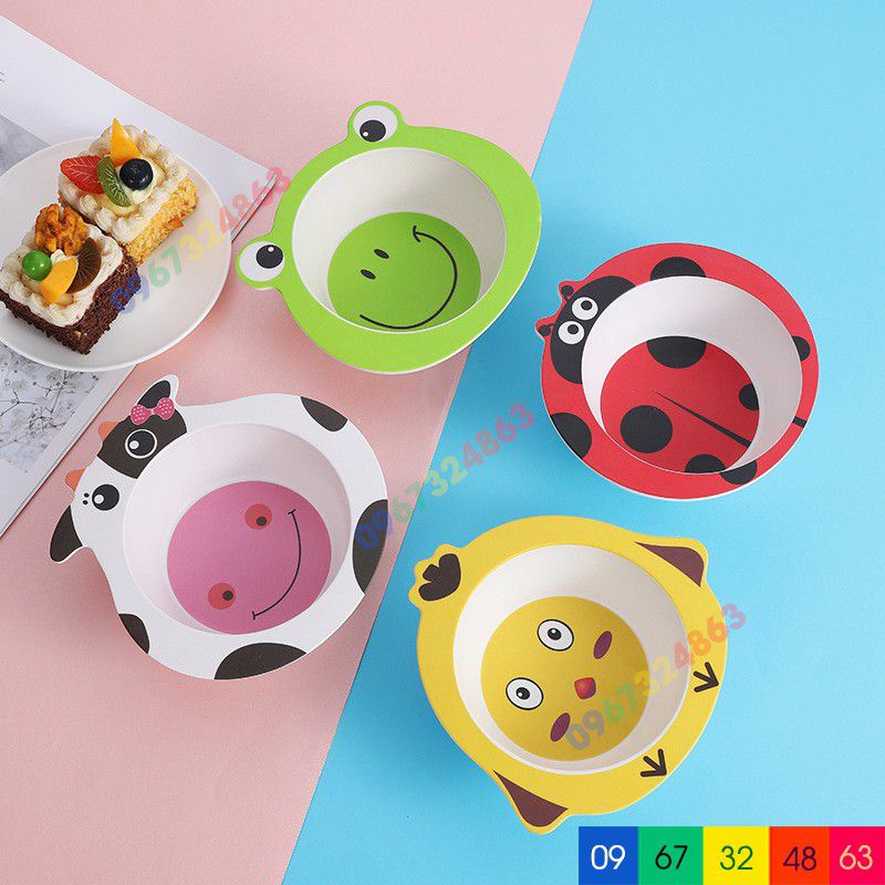 Bát ăn dặm hình thú sợi tre thiết kế cực đáng yêu cho bé