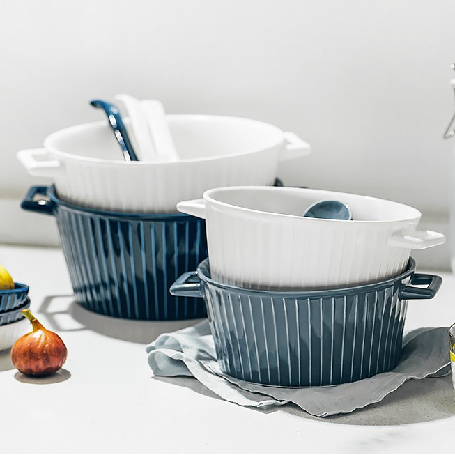 Nồi gốm vân sọc tráng men phong cách tối giản